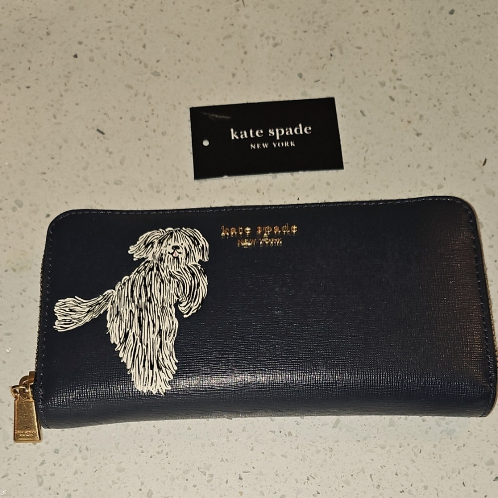 Kate Spade Navy Wallet with Dog Design